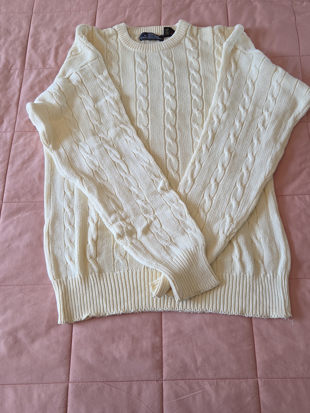 Vintage Sears Cream Cable Knit Crewneck Sweater